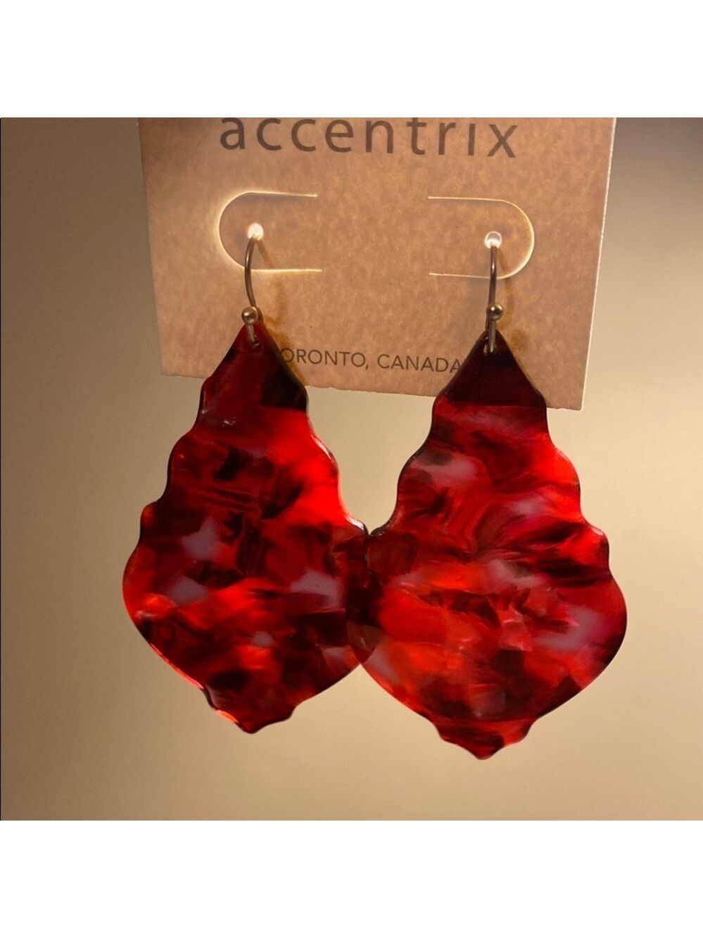 NWT Elegant Red Leaf Earrings